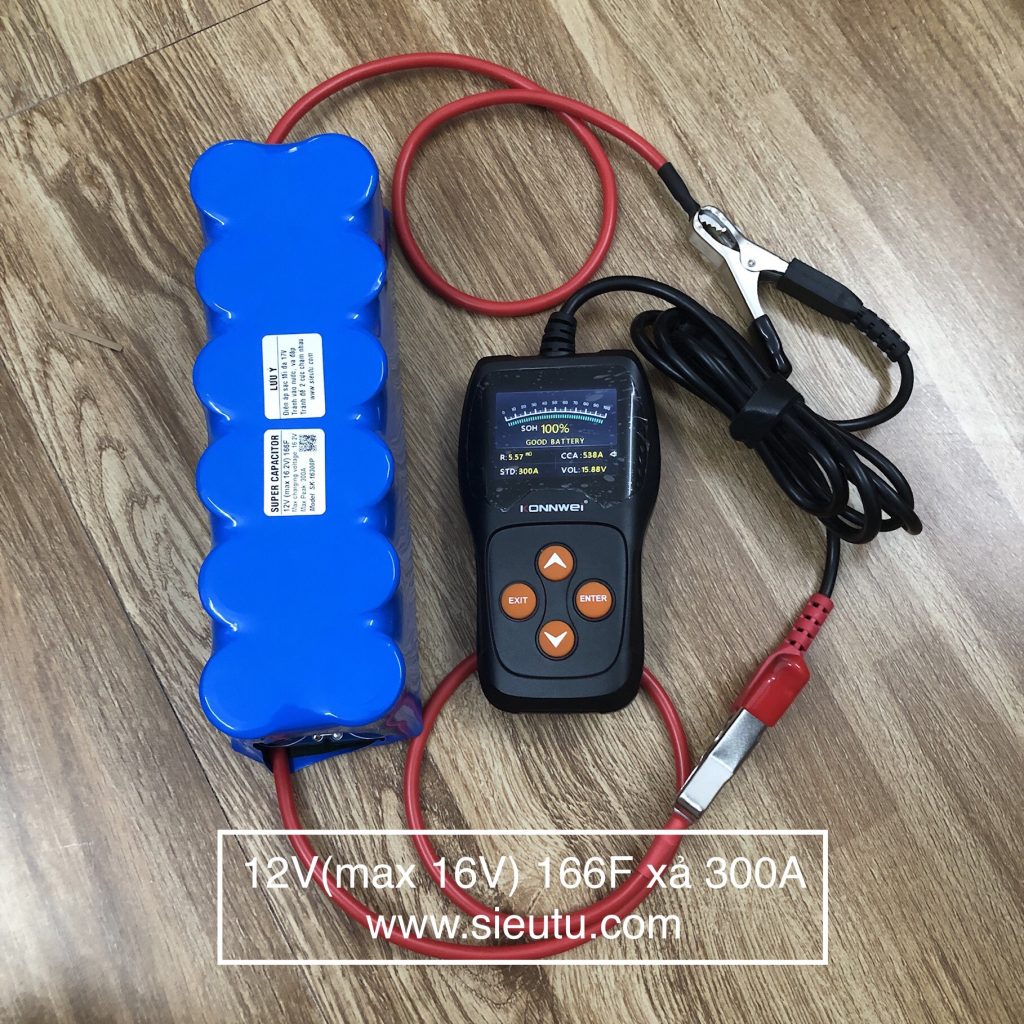 Siêu tụ điện 12V để xe ô tô không cần acquy Siêu tụ điện 12V để xe ô tô không cần acquy